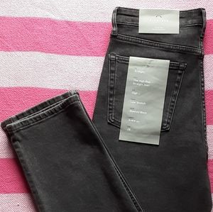 EVERLANE The High-Rise Straight Jeans Washed Black Size 28 Ankle
